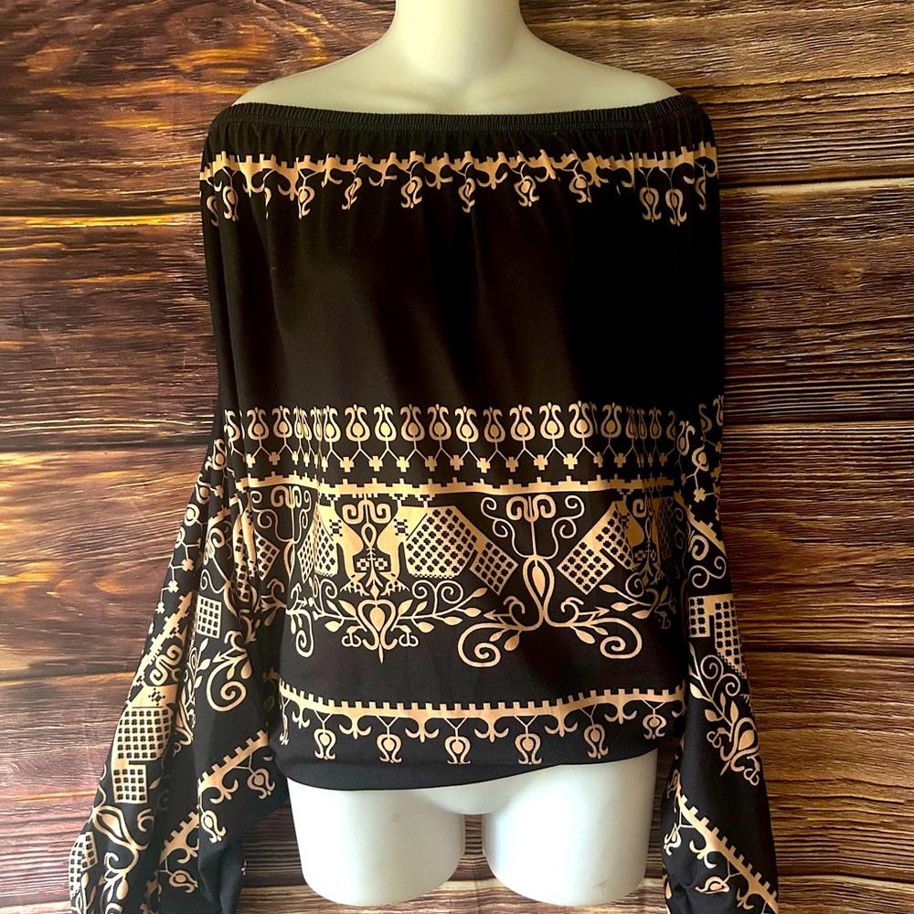Off the shoulder top with bat wing sleeves